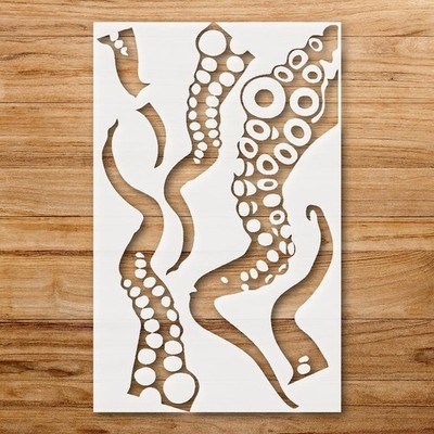 Abstract Tentacle Shape Wall Art Reusable Plastic Stencil - StencilAir