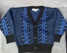 Vtg 90s Kids Cardigan Sweater Grandpa Jordache Blue Boys 6