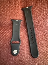 Apple Watch Silicone Rubber Black Sport Band - Fits 42mm 44mm 45mm - Size M/L