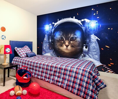 3D Cat Astronaut G5398 Wallpaper Wall Murals Removable Self-adhesive Erin