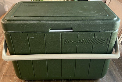 VTG Coleman Hard Plastic Cooler Avocado Green Model 5277 28 Quart