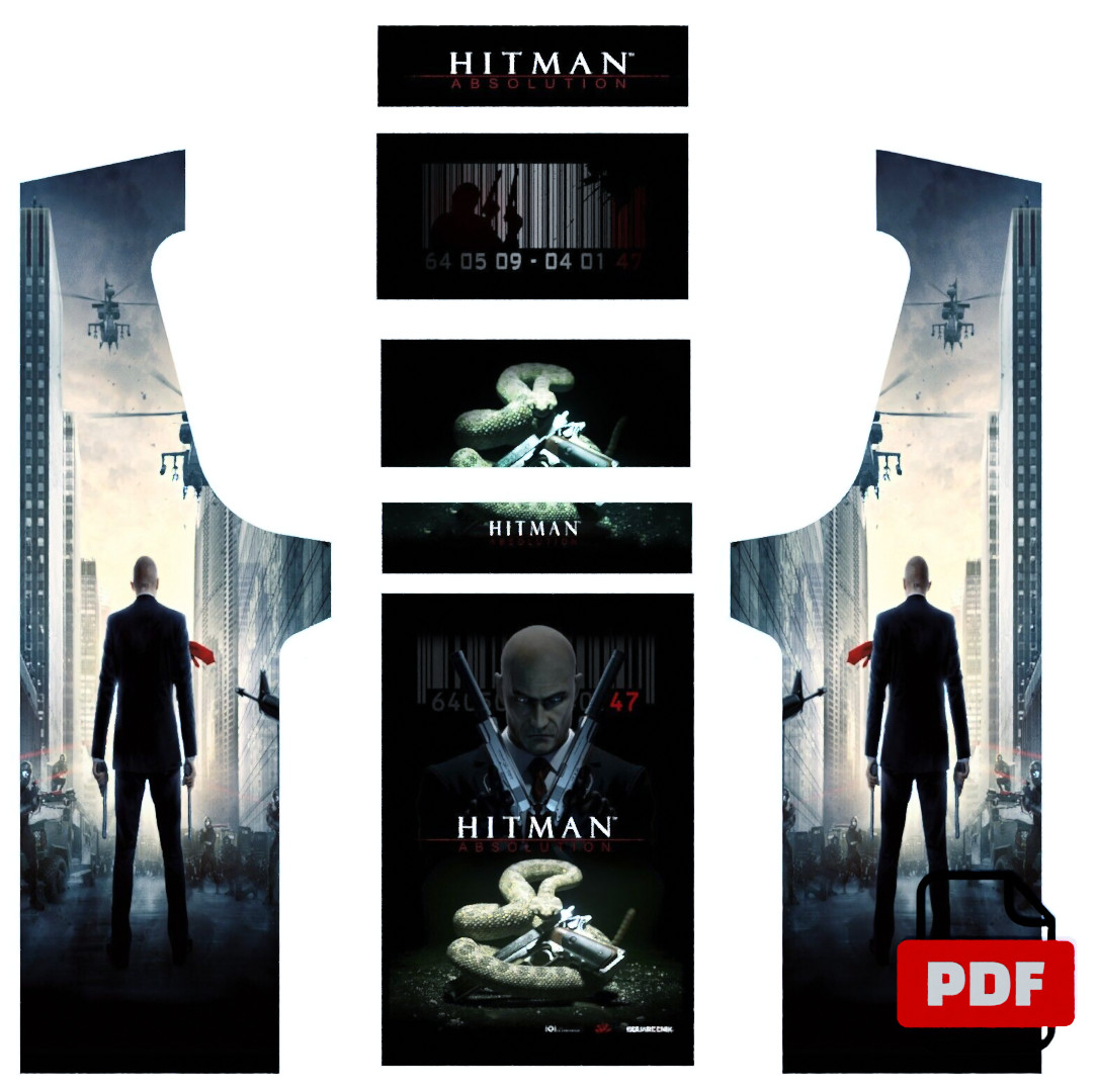 Art Hitman borne arcade MAME fichier PDF anti pixel pour sticker DIY