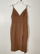 Fashion Nova Pencil Slit Body cone Midi Dress Browen Size L