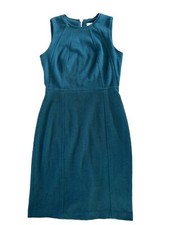 Ann Taylor LOFT  Textured Dress Size 6 Womens Green Crew Neck Sheath Sleevless