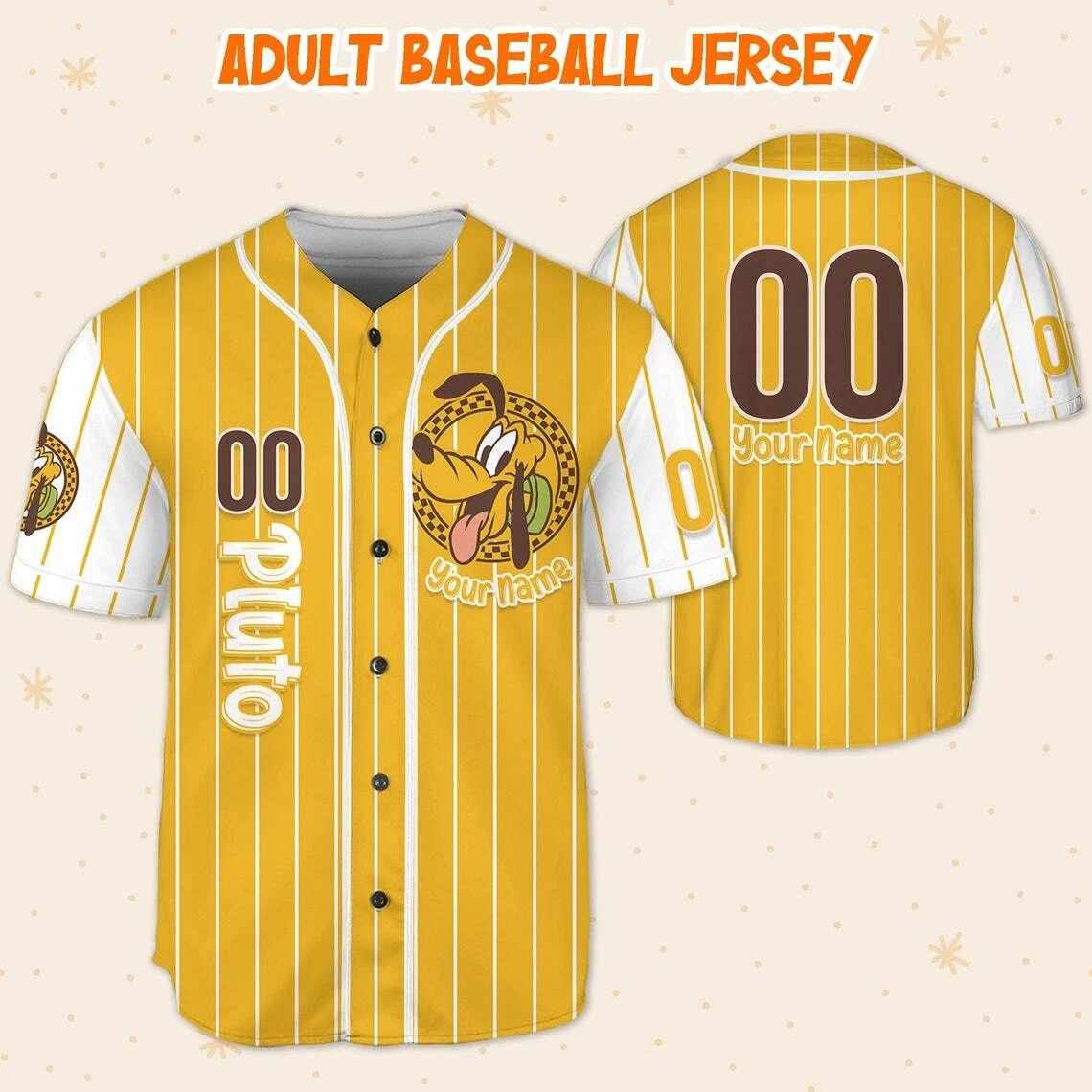 Personalize Retro Pluto Jersey, Personalize Disney Pluto Custom Kid Youth Adult
