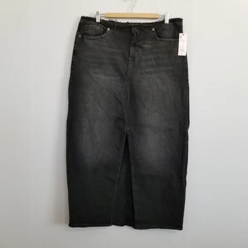 Neu mit Etikett Wild Fable Maxi-Jeansrock schwarz niedriger Bund Größe 14