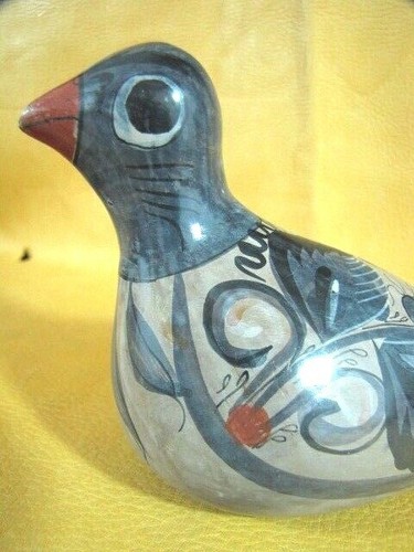 Mexican Bird Figure Street Folk Art Tonala Burnished Pottery animal foliage - Picture 9 of 12