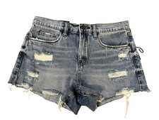 Blank NYC The Barrow High Rise Denim Shorts Size 28 NWT Light Wash Raw Hem