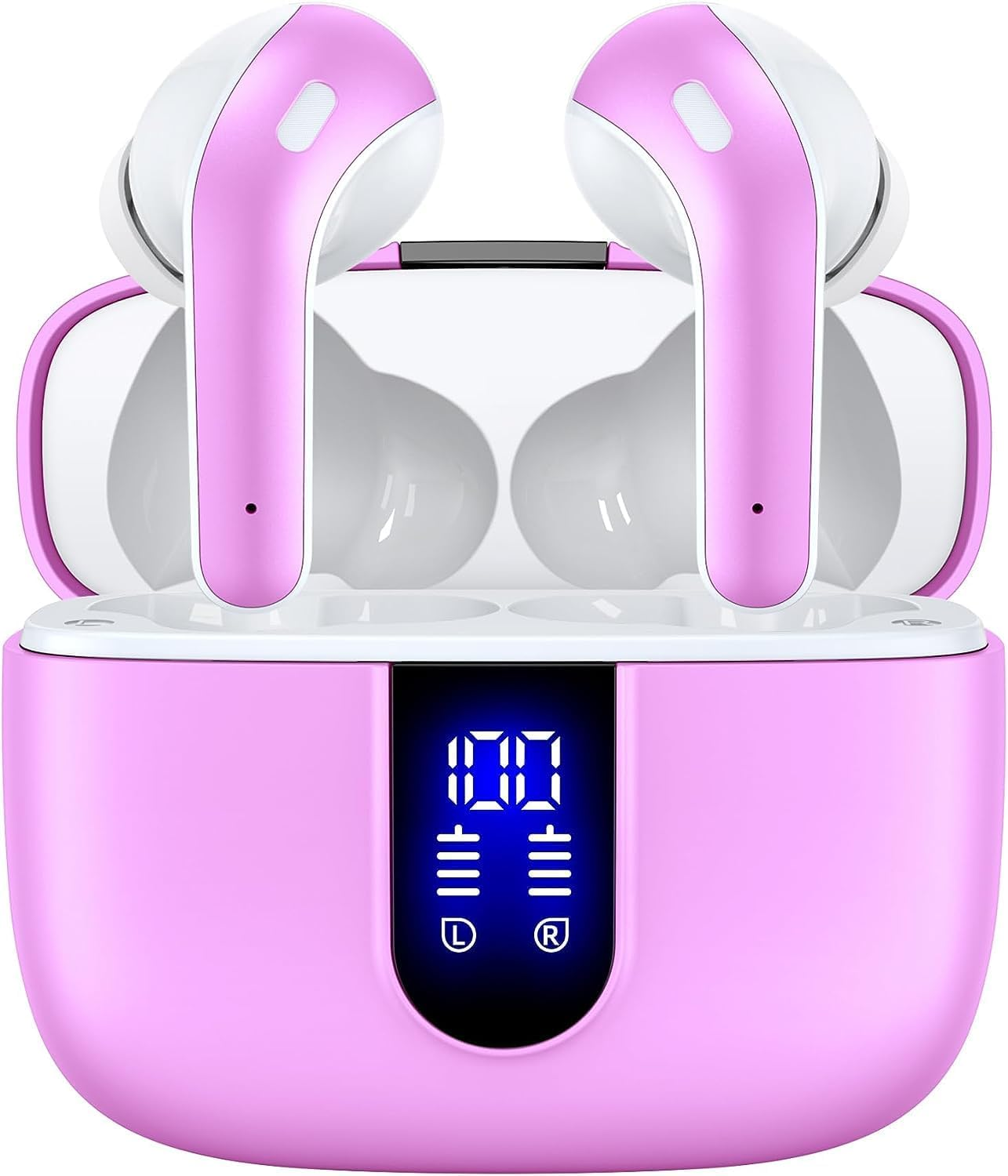 Bluetooth Earbuds - 60H Playback LED Display Earphones w/ Wireless Charging Case-image