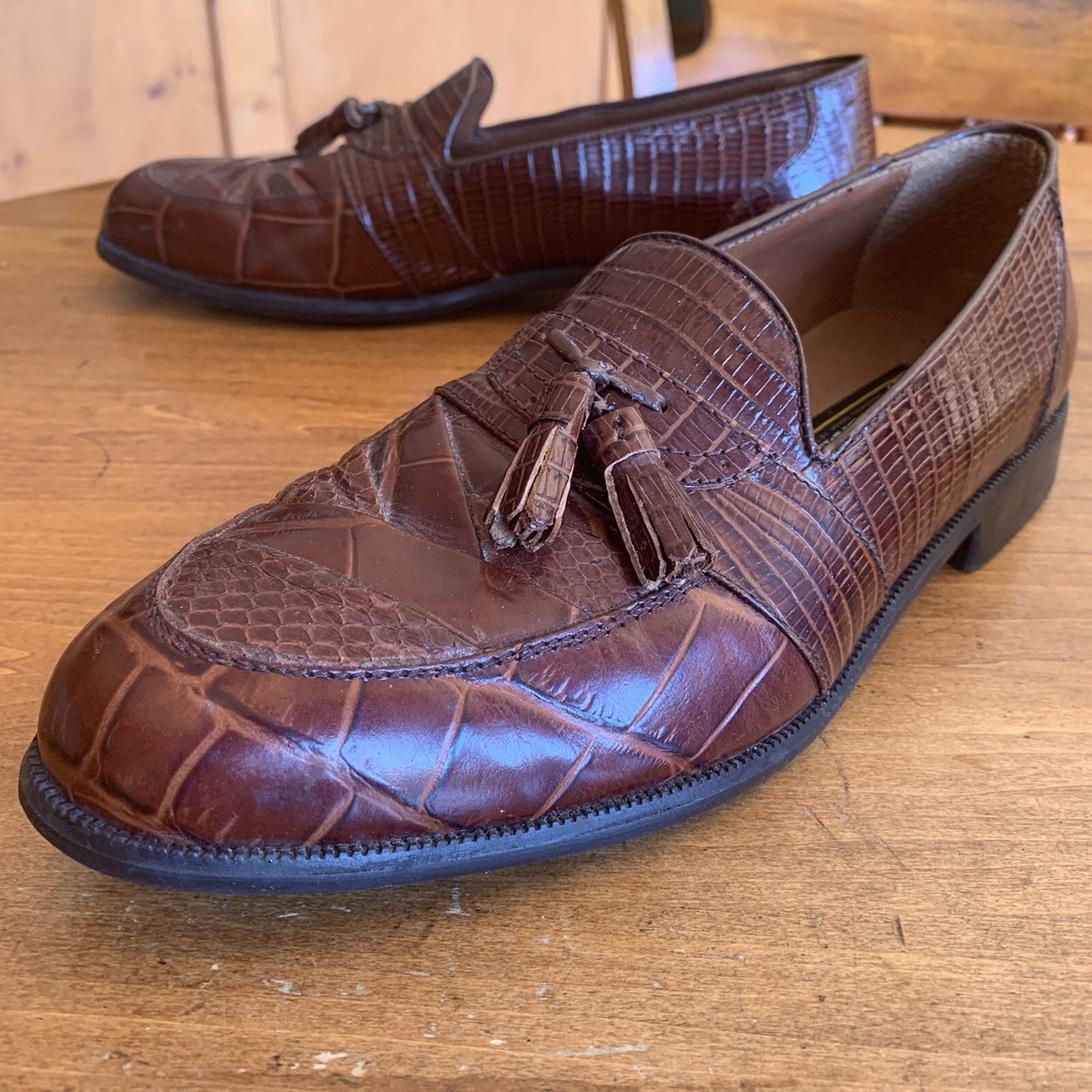 Stacy Adam’s Snakeskin Dress Loafers Size 8 1/2 M Stacy Adams Genuine Snake Skin Dress Shoes Men main image 2