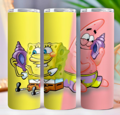 Spongebob Squarepants Patrick  20 oz Tumbler 20 oz Skinny Cup Mug   Lid w/ Straw