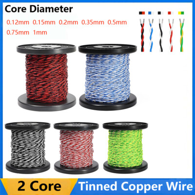 #ad 2 Core Electrical Flex Round Cable Double Twisted Tinned Copper Wire Signal Line $585.75