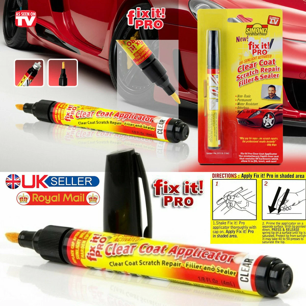 Fix It Pro Simoniz Car Scratch Repair Remover Pen Clear Coat