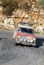 Mini Cooper S action 1968 Rally Car Motor Racing Old Photo