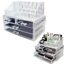 Espositore Organizer Porta Trucco Box Portagioie Cosmetici 3 Cassetti Art.10255