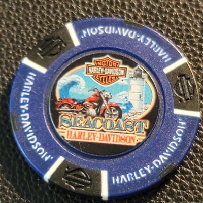 SEACOAST HD ~ NEW HAMPSHIRE (Blue/Black Full Color) Harley Davidson Poker Chip