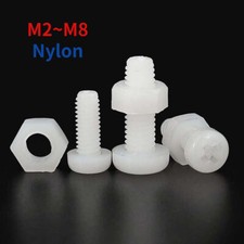 White Nylon Plastic Phillips Pan Head Screws Bolts and Hexagon Nuts Kit M2-M8