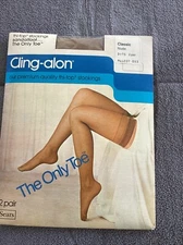 Sears Vintage Cling-don Sandstone Nylon Thi-Top Stockings