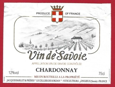 115-23 Weinetikett SAVOIE CHARDONNAY Jacques BARLET Cellier de SORDAN JONGIEUX