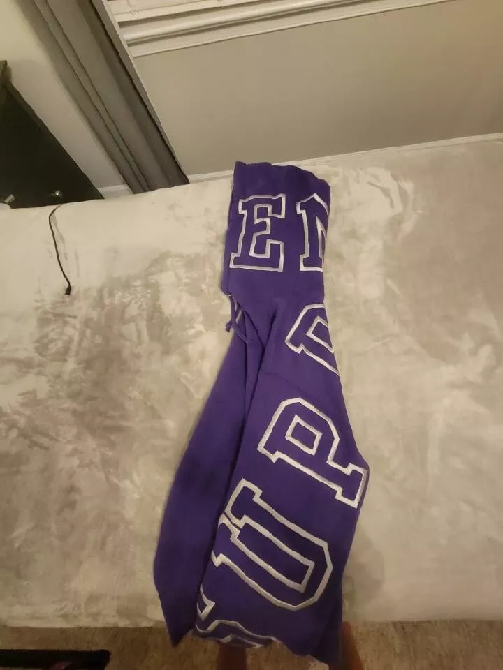 Purple embroidered Supreme state hoodie sz S | eBay