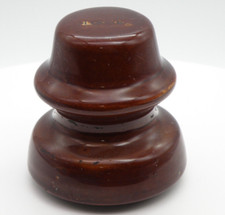 Vintage LOCKE Brown Porcelain Ceramic Insulator Made in USA LOCKE Signed on Top