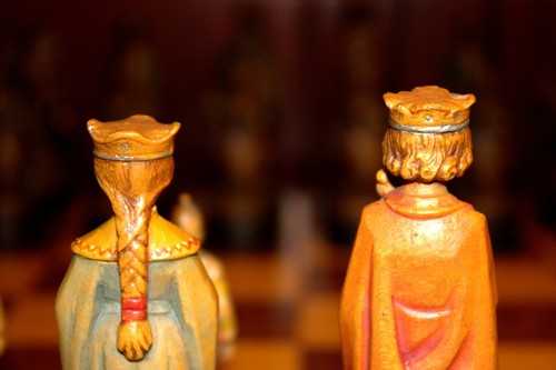 1970s ANRI WOOD CARVED HAND PAINTED KING ARTHUR CHESSMEN ITALIAN CHESS SET BOARD - Picture 7 of 24