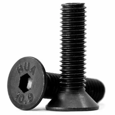 M8-1.25 x 16mm Flat Head Socket Cap Screws 10.9 Grade Hex (Allen) Drive - 20pcs 