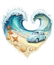 Summer Beach Heart Stickers - Romantic Car & Wall Decor 18X18