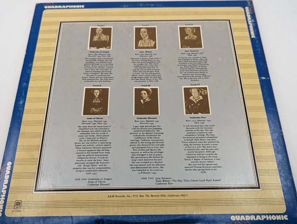 Rick Wakeman SIX WIVES OF HENRY VIII LP YES QUADRAPHONIC VG+ - Image 2 of 4