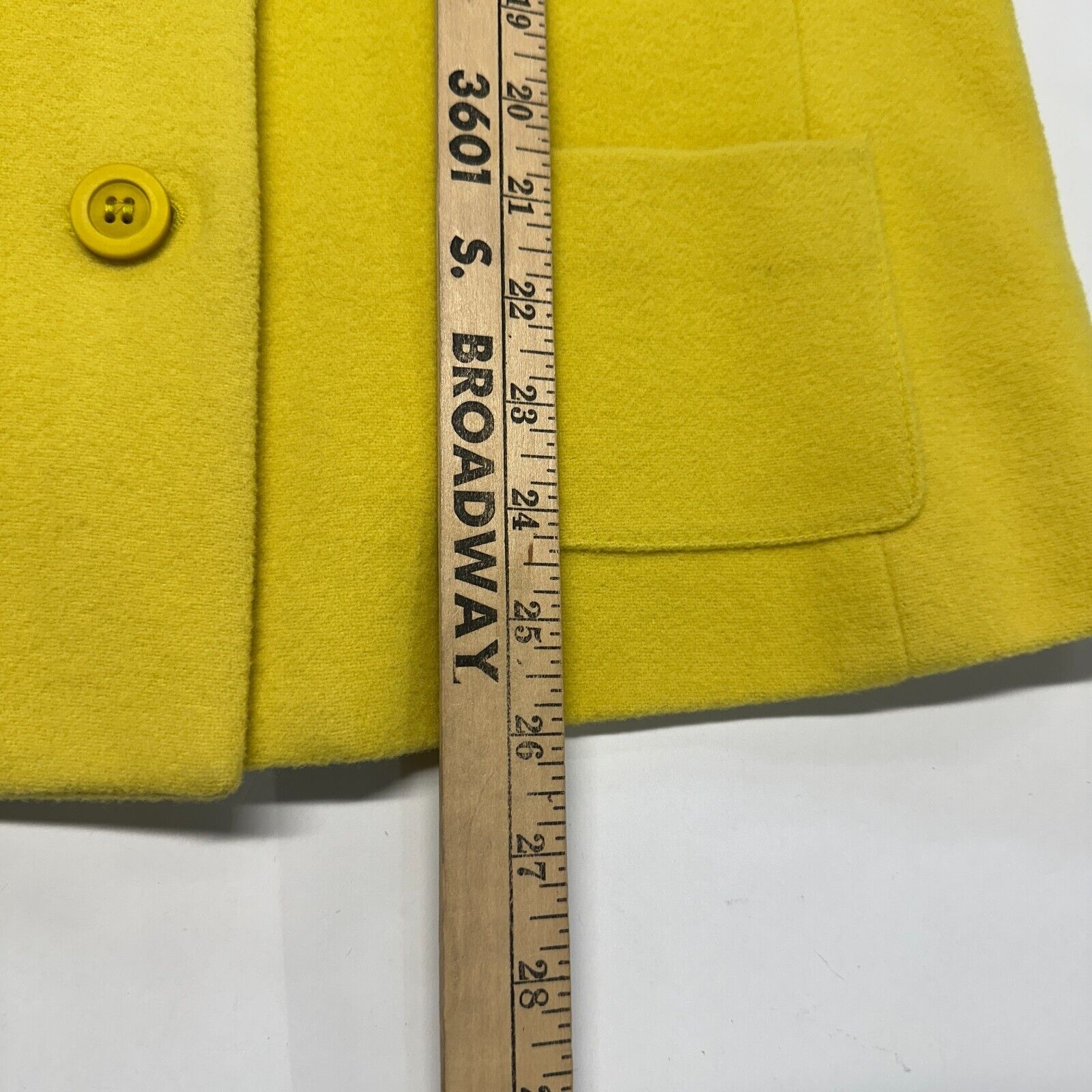 Vtg Yellow Cashmere Wool Blend Blazer Coat Jacket… - image 5