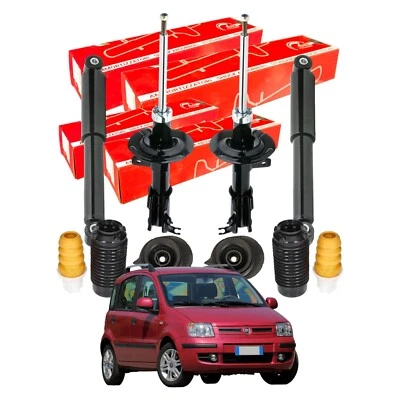 Kit 4 Ammortizzatori Speed + 2 Tamponi + 2 Supporti Anteriori Fiat Panda 169