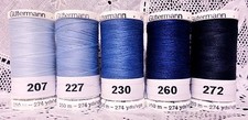 5 NEW 274 yard Spools blue colors GUTERMANN 100 polyester sew-all thread
