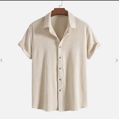 Men's Casual Loose Plaid Short-sleeved Shirt European And American Comfortable S