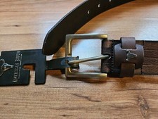 American Bison Leather Belt Mens 32 Brown Brass Buckle