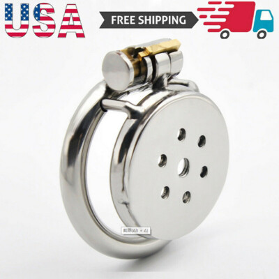 Male 1PC Chastity Device Flat Stainless Steel Super Small Cage Ring Lockdown USA