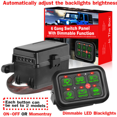 For Toyota Tundra LED Light Bar 6 Gang Switch Panel Momentary ON-OFF Control Box