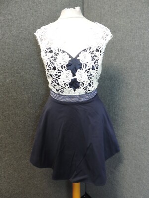 Lipsy Spitzen 2 in 1 Ballkleid marine/weiß UK 6 UVP 65£ LN039 CC 08
