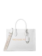 Michael Kors White Leather Mirella Medium Tote Bag New with Tags