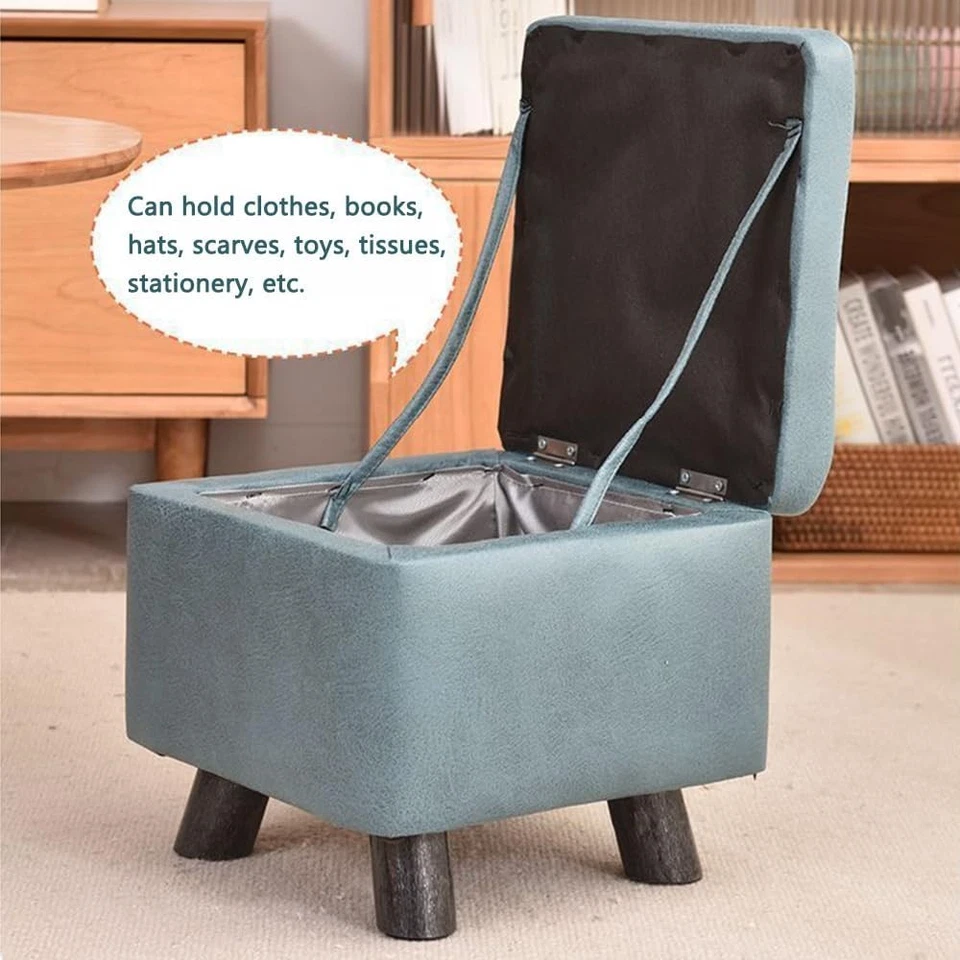 Faux Leather Storage Ottoman, Square Cube Foot Rest Stool, PU Leather Tufted Foo - image 4 of 4