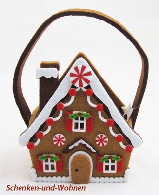 Filz-Tasche Pfefferkuchenhaus bunt, ca.20 x 8,5 x 14 cm