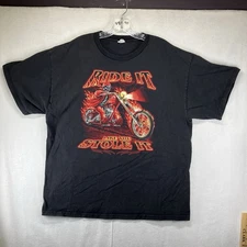 VTG Skeleton Shirt XL RIDE IT LIKE YOU STOLE IT BLACK MOTORCYCLE SKULL RIDER