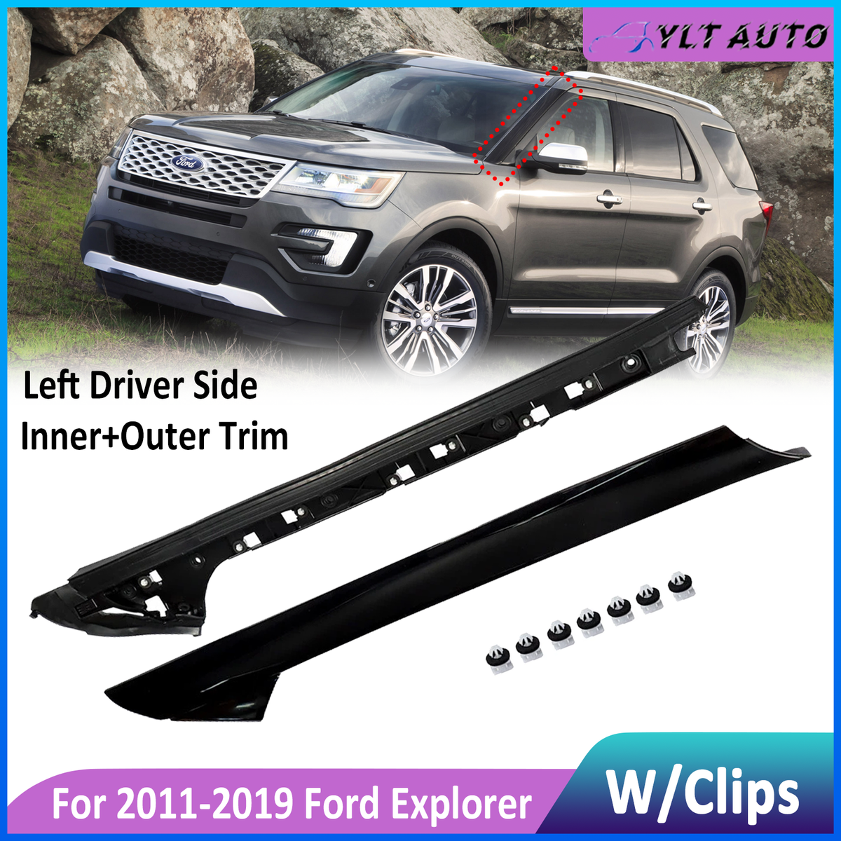 1Pc Windshield Outer Trim Pillar Molding 4 Door Compatible - View #8