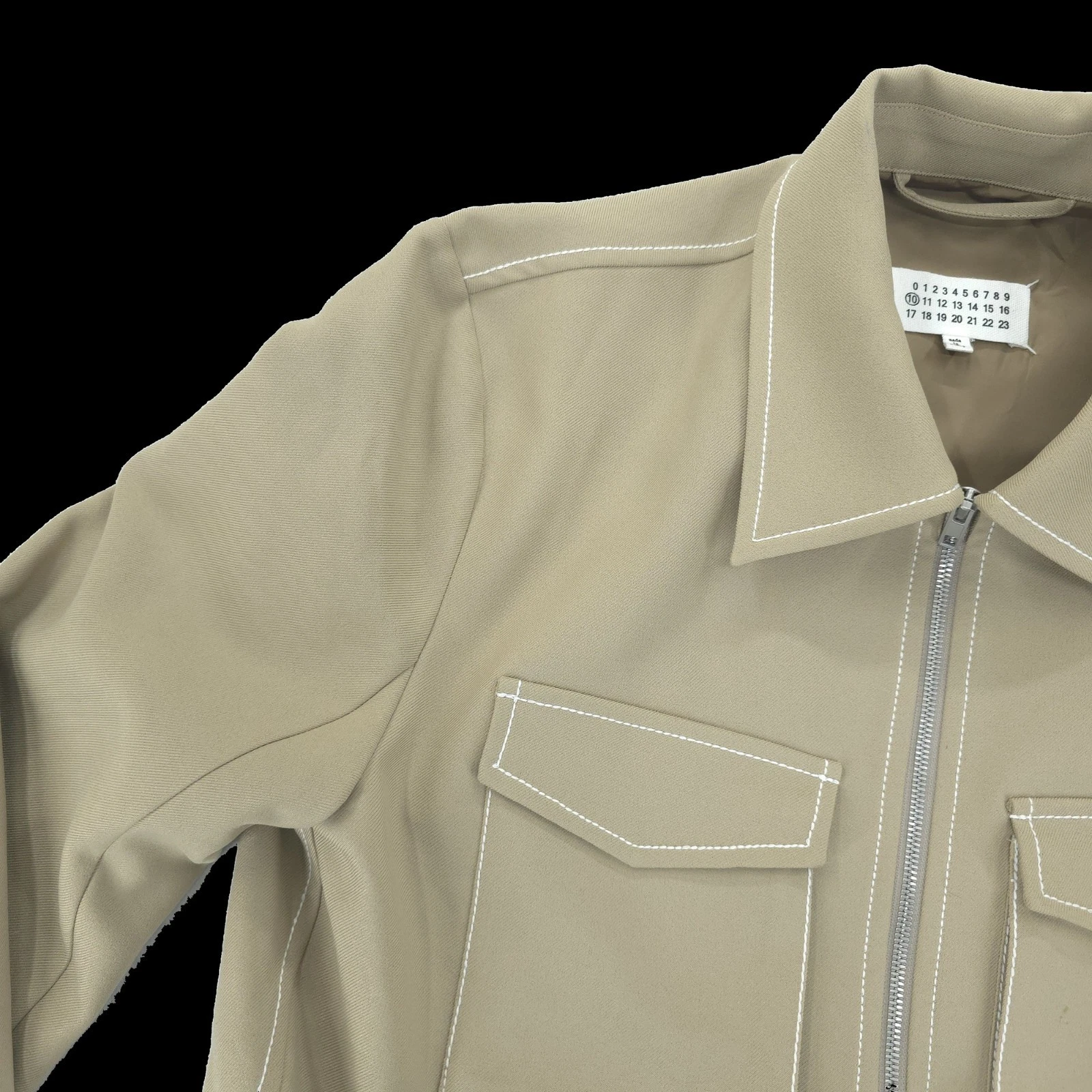 Maison Margiela Jacket Mens Large Khaki Zip Contrast Stitch Utility Made Italy - product detail image 10