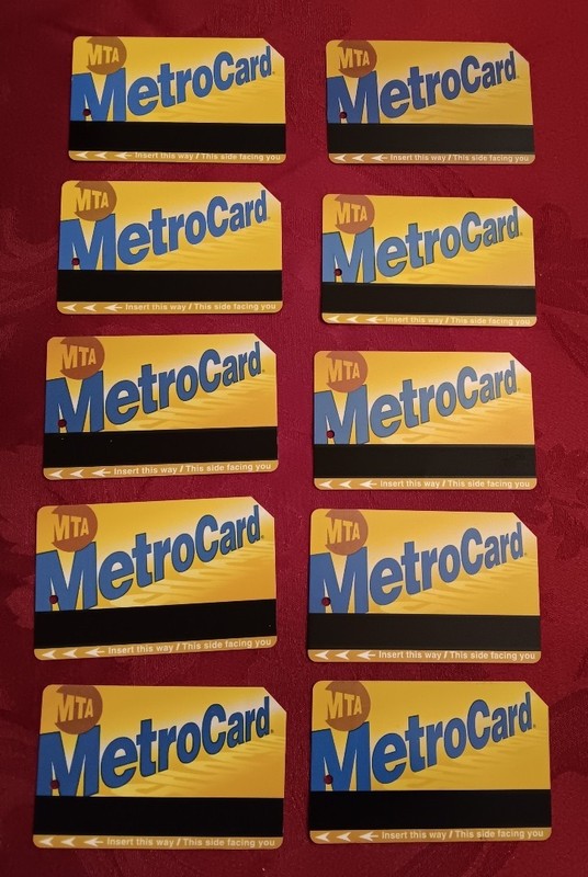 10 ten 2-trip NYC MTA METRO CARDS 2016 - 2019 Used