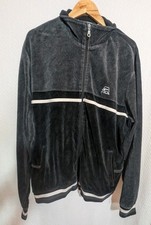 Vintage Fila Men's Velour Full Zip Track Jacket Black Adult Size XL Pockets