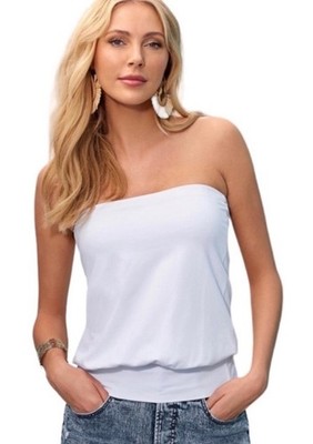 Boston Proper White Strapless Built in Bra Top Size XS