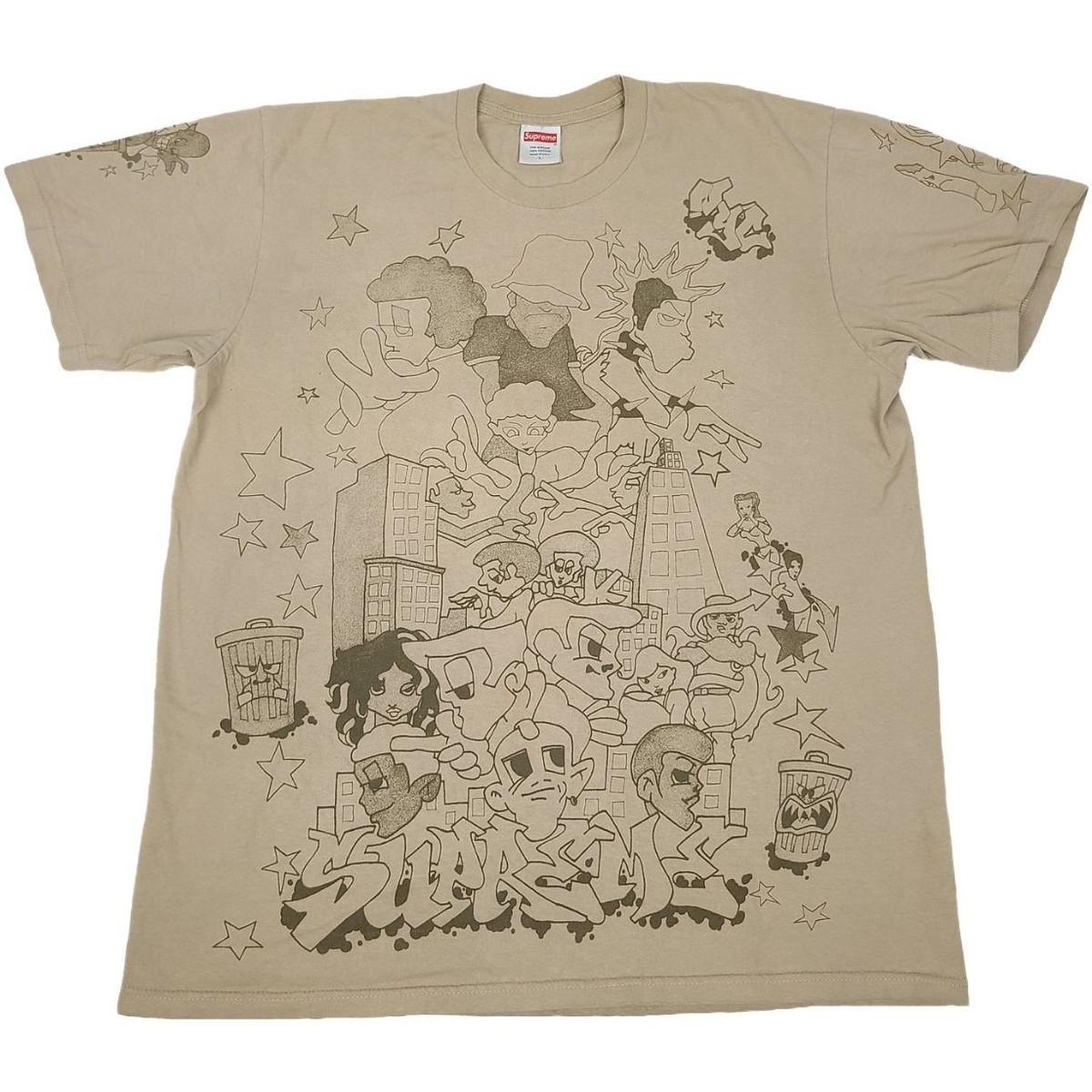 SUPREME DOWNTOWN TEE Rare Khaki Color SIZE Large | eBay