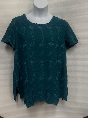 Curations Blouse Women s Embroidered Design Top Blue 1X