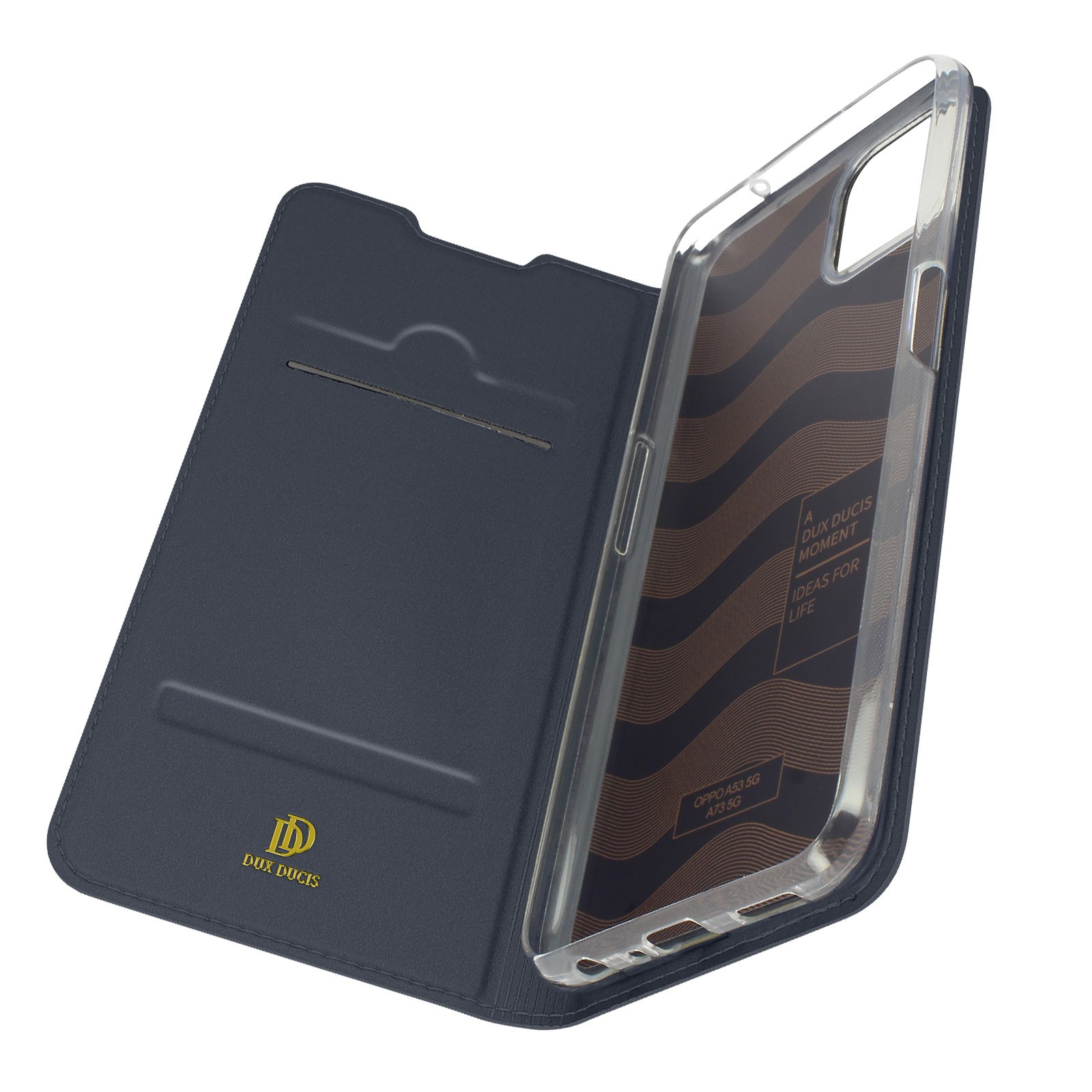 Étui Dux Ducis bleu marine avec support vidéo pour Oppo A73 5G