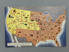 Vintage UNION PACIFIC RAILROAD Pictorial MAP of UNITED STATES Postcard UNUSED